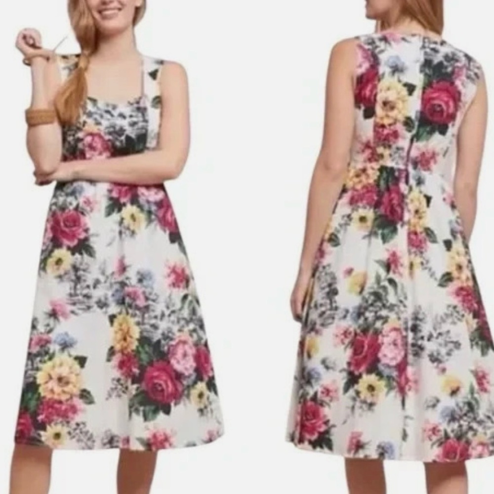 Anthropologie Floral Dress - Red, Yellow, Black, White - Picture 4 of 4